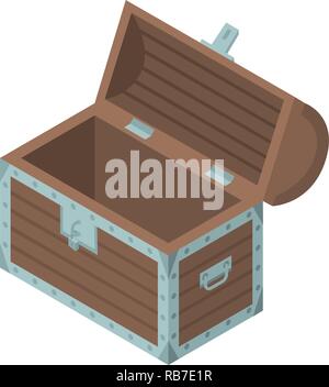 Empty treasure box icon, isometric style Stock Vector