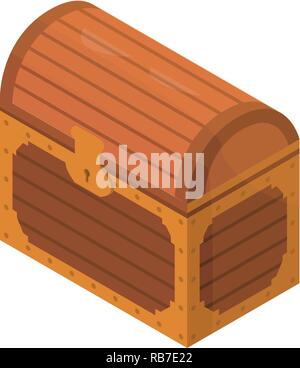 Closed treasure box icon, isometric style Stock Vector