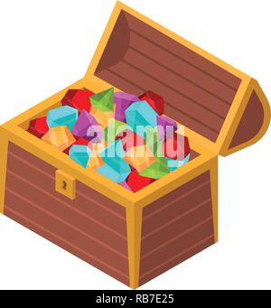 Gemstone treasure box icon, isometric style Stock Vector