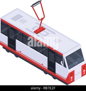 City tram car icon, isometric style Stock Vector