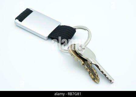 house keys with small metal keyring Stock Photo