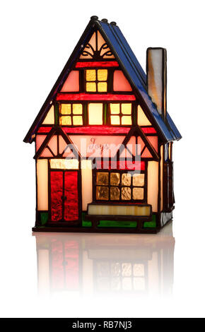 An illuminated glass toy shop Christmas decoration Stock Photo