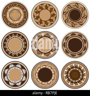 Round Ornament Pattern. Vintage decorative elements. Plates with different vegetation patterns, vector illustration Stock Vector