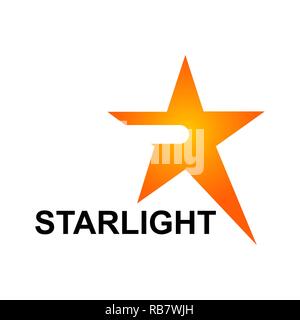 Starlight logo template in orange star concept. Vector Illustration Stock Vector