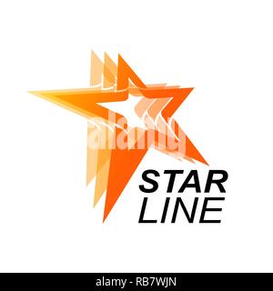Star line logo template in orange star concept. Vector Illustration Stock Vector