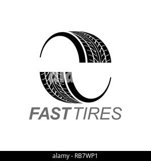 Illustration fast tires in black color logo concept design template idea Stock Vector