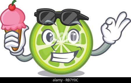 With ice cream green lemon slices in cartoon bottle Stock Vector
