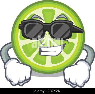 super cool green lemon slices in cartoon bottle Stock Vector