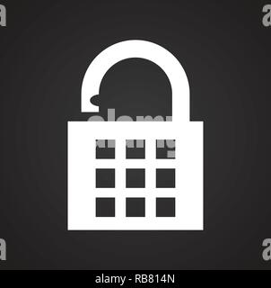 Lock icon on black background for graphic and web design, Modern simple vector sign. Internet concept. Trendy symbol for website design web button or mobile app. Stock Vector