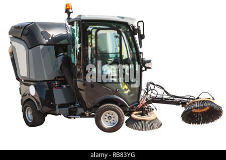 Street sweeper or cleaning machine for streets isolated with clipping path on white background Stock Photo