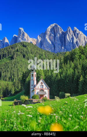 Church St. Johann in Ranui, Villnoess valley, South Tyrol, Italy Stock Photo