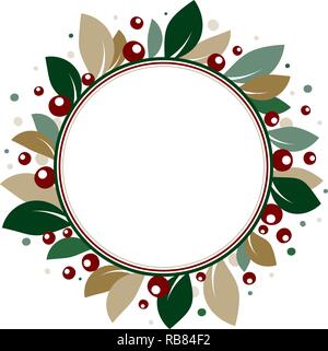 Round floral card with leaves and berries. Vector image. eps 10 Stock Vector