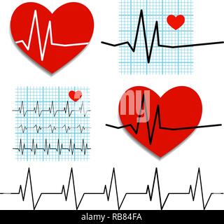 Cardiogram of heart rate. Vector illustration on the theme of heart health. Eps 10 Stock Vector