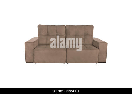 modern brown suede couch sofa  isolated on white background Stock Photo
