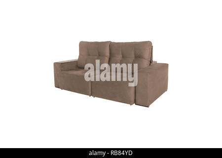 modern brown suede couch sofa  isolated on white background Stock Photo