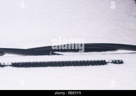 Windshield of a car under the snow Stock Photo