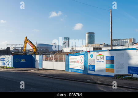 Construction work taking place at the site of the HS2 railway station in Eastside, Birmingham Stock Photo