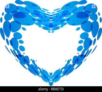 Vector heart shape made with water droplets, isolated on white background Stock Vector