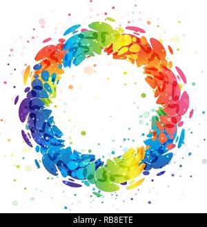 Colorful splashing wreath isolated on white background Stock Vector