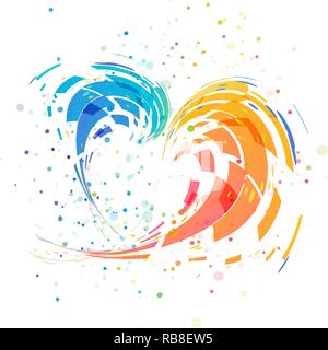 Abstract splash colorful heart isolated on white Stock Vector