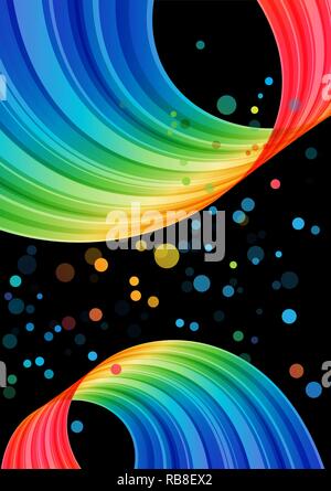 Multicolored curve element on black background Stock Vector