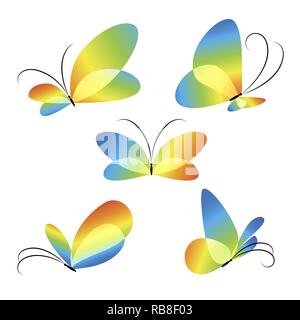 Bright butterflies design, icon set Stock Vector