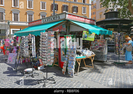 ROME, ITALY - JUNE 30, 2014: La Stampa Newsstand Agent Kiosk in Rome, Italy. Stock Photo