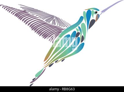 vector illustration of a hummingbird isolated on white background. Stock Vector