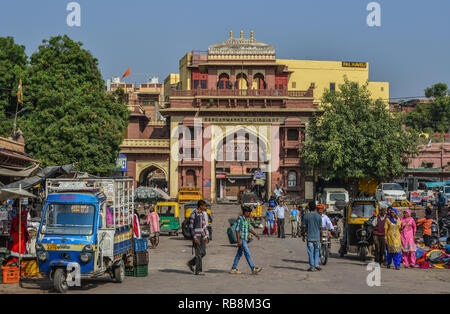 Jodhpur, India - Nov 6, 2017. Ghanta Ghar Market in Jodhpur, India. Jodhpur is the second largest city in state of Rajasthan. Stock Photo