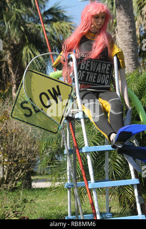 Colorful yard decor in Florida, USA Stock Photo