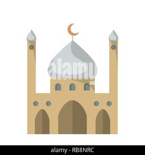 Flat icon of the mosque. Vector illustration. Islamic logo Stock Vector