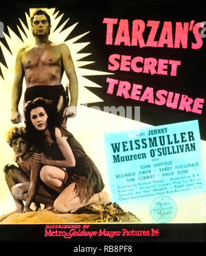 Johnny Weissmuller 'Tarzan's Secret Treasure' movie advertisement Stock Photo