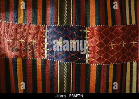 Texture of bedouin traditional wool carpet with geometric pattern,Jordan Stock Photo