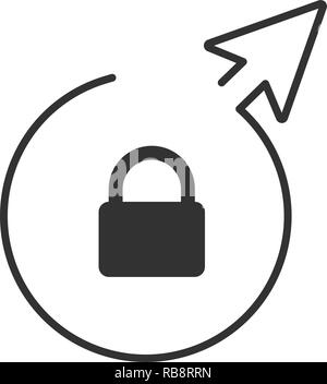 lock symbol in linear circle with arrow. Vector illustration isolated on white Stock Vector