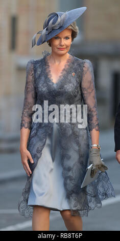 Queen Mathilde of the Belgians, arrives at the Menin Gate in Ypres, Belgium, as she attends a Last Post Ceremony marking the Centenary of the battle o Stock Photo