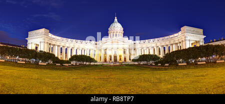 Saint Petersburg, Kazan cathedral at night, Russia Stock Photo
