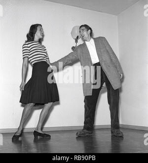 Jitterbug dance. A dance popularized in the United states and spread by American soldiers and sailors around the world during the Second world war. Pictured here Erik Danielsen and Miss Gunvor Johansson when dancing the Jitterbug dance 1944. Photo: Kristoffersson ref K102-5 Stock Photo