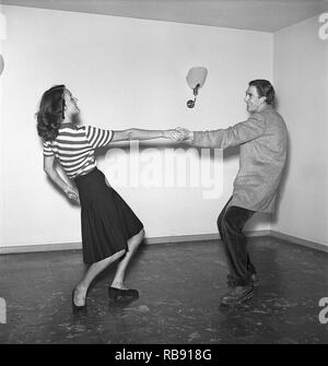 Jitterbug dance. A dance popularized in the United states and spread by American soldiers and sailors around the world during the Second world war. Pictured here Erik Danielsen and Miss Gunvor Johansson when dancing the Jitterbug dance 1944. Photo: Kristoffersson ref K101-5 Stock Photo