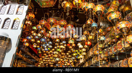 Illuminated Arabic lantern in colorful background. Ramadan 