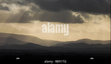 The Cheviot Hills viewed from Foulden on the Scottish Border Stock Photo