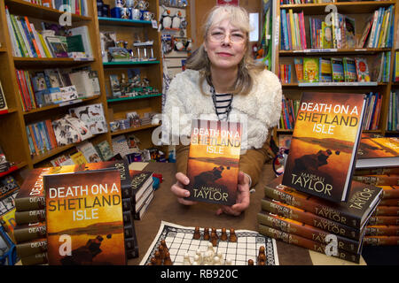 Marsali Taylor Shetland author at a book launch in the Shetland Times book shop in Lerwick Stock Photo