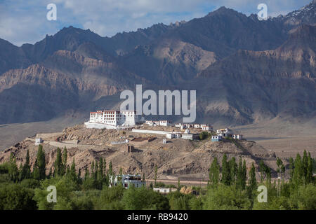 Stakna gompa temple ( buddhist monastery ) with a view of Himalaya mountains in Leh, Ladakh, Jammu and Kashmir, India. Stock Photo