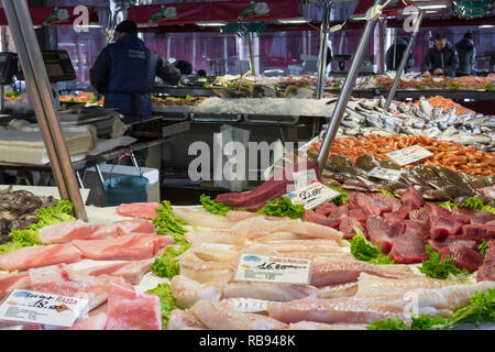Venice, Italy - March 22, 2018: Mercato Ittico di Rialto is a venetian fish market in Venice, Italy Stock Photo