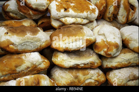 Stuffed sausage sandwich in restaurant, fast and insane food Stock Photo