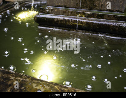 Fountain with lights and water drops, decoration Stock Photo