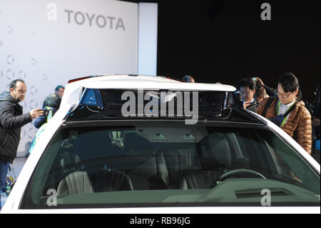 Las Vegas, USA. 07th Jan, 2019. Toyota will present its new test car based on a Lexus model for the development of driver assistance and robot car technologies at the CES technology fair. On the roof of the car can be seen sensors and cameras. Credit: Andrej Sokolow/dpa/Alamy Live News Stock Photo