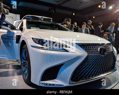 Las Vegas, USA. 07th Jan, 2019. Toyota will present its new test car based on a Lexus model for the development of driver assistance and robot car technologies at the CES technology fair. Credit: Andrej Sokolow/dpa/Alamy Live News Stock Photo