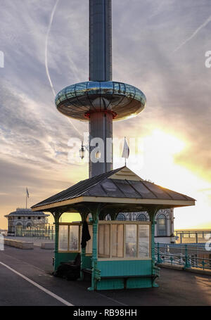 Brighton UK 8th January 2019 - The British Airways i360 observation tower on a sunny but cold morning on Brighton seafront as cool air is forecast to sweep across Britain over the next couple of days Credit: Simon Dack/Alamy Live News