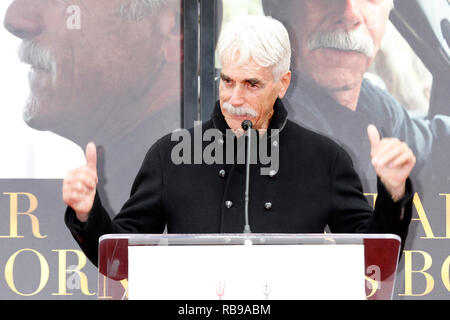 Hollywood, Ca. 7th Jan, 2019. Sam Elliott is photographed at his hand and footprint ceremony at the TCL Chinese Theatre on January 7, 2019 in Hollywood, California. Credit: John Rasimus/Media Punch ***France, Sweden, Norway, Denark, Finland, Usa, Czech Republic, South America Only***/Alamy Live News Stock Photo