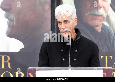 Hollywood, Ca. 7th Jan, 2019. Sam Elliott is photographed at his hand and footprint ceremony at the TCL Chinese Theatre on January 7, 2019 in Hollywood, California. Credit: John Rasimus/Media Punch ***France, Sweden, Norway, Denark, Finland, Usa, Czech Republic, South America Only***/Alamy Live News Stock Photo
